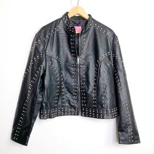 AZALEA Wang Black vegan leather bomber jacket